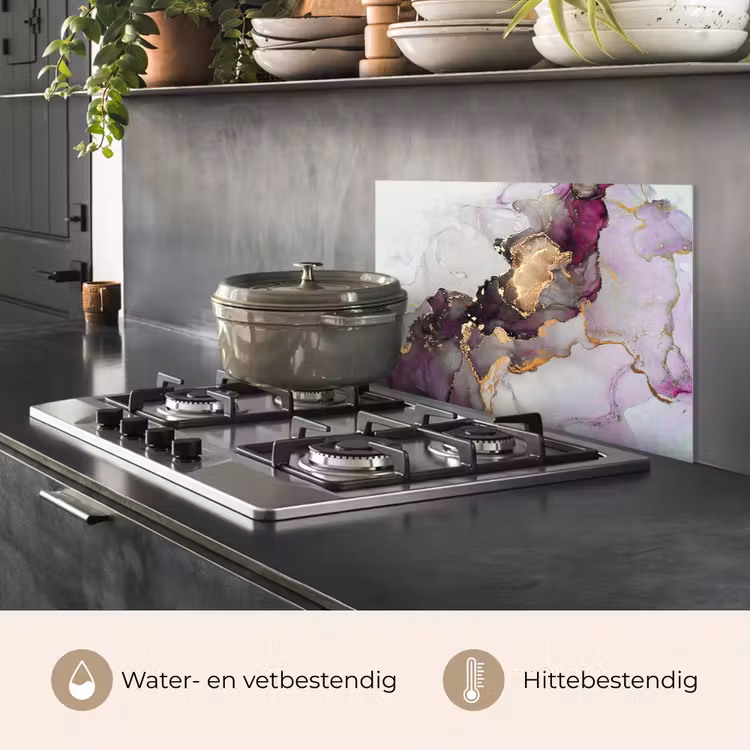 Marmer - Abstract - Goud - Paars keuken achterwand spatscherm klein -usp_NL