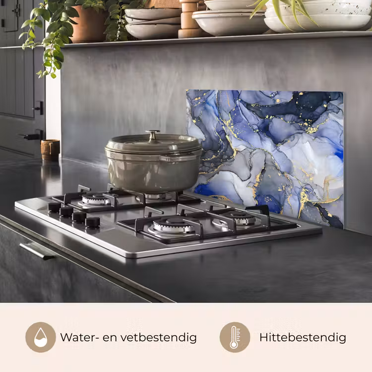 Marmer - Goud - Abstract - Blauw keuken achterwand spatscherm klein -usp_NL