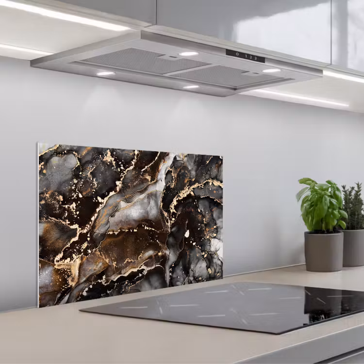 Marmer - Goud - Glitter - Luxe keuken achterwand spatscherm klein -3d_schuin