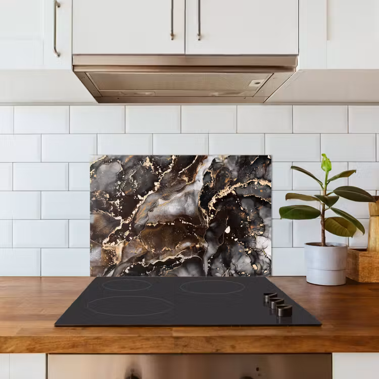 Marmer - Goud - Glitter - Luxe keuken achterwand spatscherm klein -sfeer2