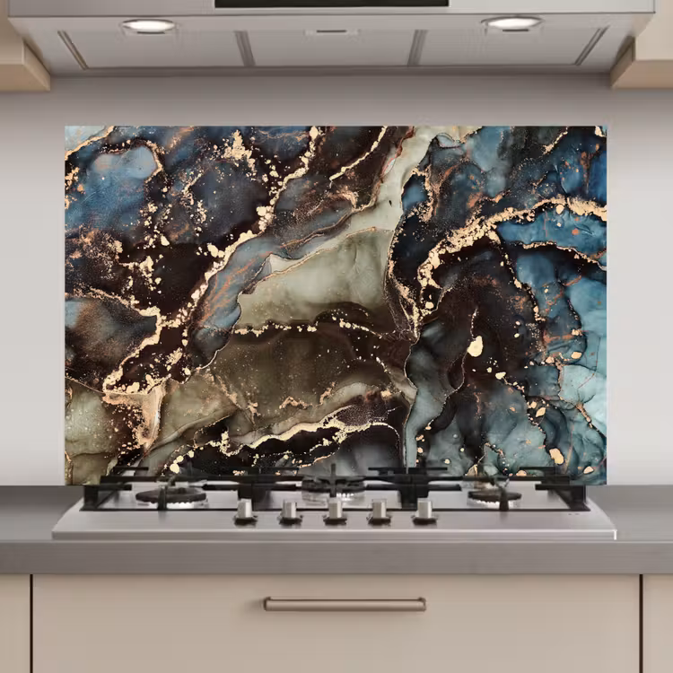 Marmer - Goud - Groen keuken achterwand spatscherm klein -3d_website