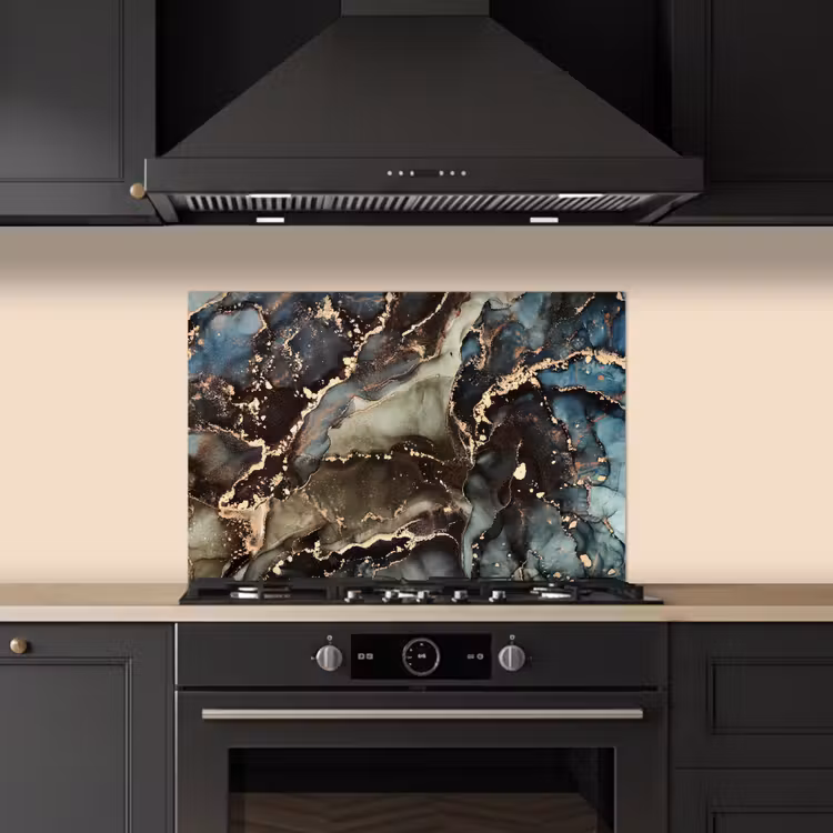 Marmer - Goud - Groen keuken achterwand spatscherm klein -sfeer1