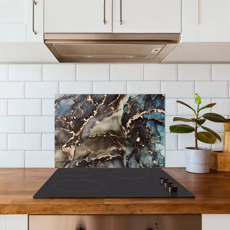 Marmer - Goud - Groen keuken achterwand spatscherm klein -sfeer2