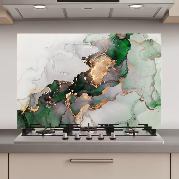 Marmer - Goud - Groen - Luxe keuken achterwand spatscherm klein -3d_website