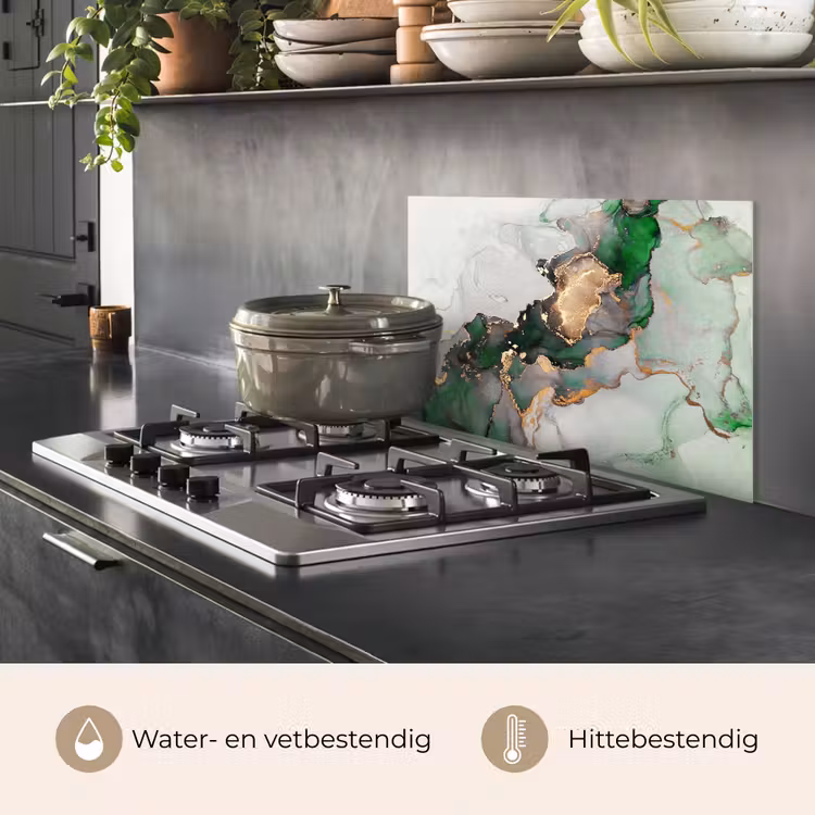 Marmer - Goud - Groen - Luxe keuken achterwand spatscherm klein -usp_NL