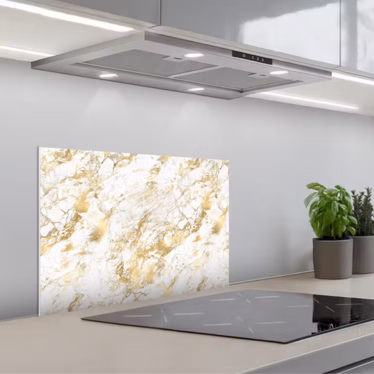 Marmer - Goud - Structuur keuken achterwand spatscherm klein 900 -3d_schuin