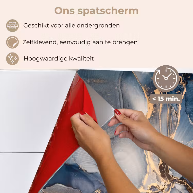 Marmer - Grijs - Blauw - Luxe - Goud keuken achterwand spatscherm klein -spatscherm_NL