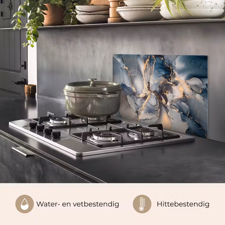 Marmer - Grijs - Blauw - Luxe - Goud keuken achterwand spatscherm klein -usp_NL