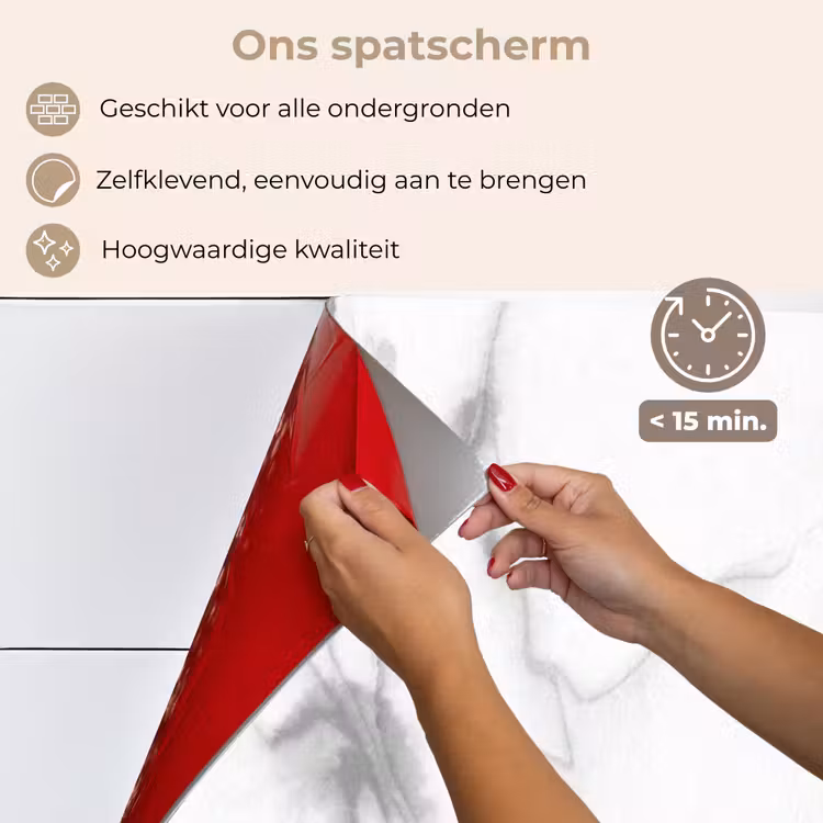 Marmer - Grijs - Wit - Abstract - Marmerlook keuken achterwand spatscherm klein -spatscherm_NL