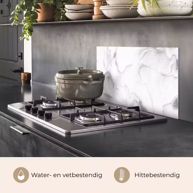 Marmer - Grijs - Wit - Abstract - Marmerlook keuken achterwand spatscherm klein -usp_NL