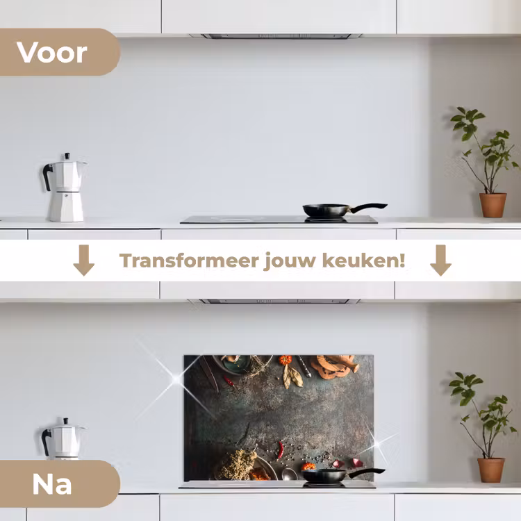 Marmer - Groente - Herfst - Pompoen - Rustiek - Kruiden keuken achterwand spatscherm klein -voor_na_NL