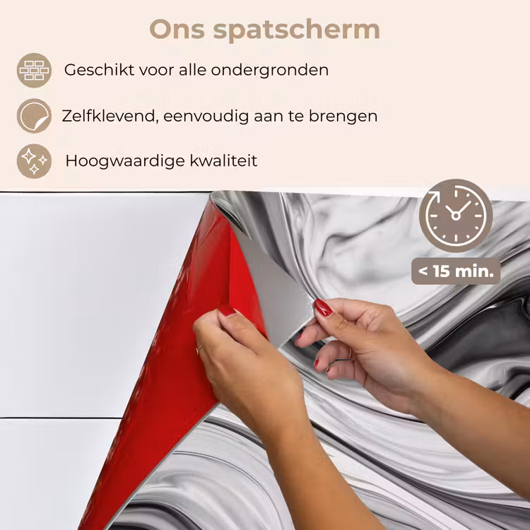 Marmer - Patronen - Grijs - Marmerlook - Zwart keuken achterwand spatscherm klein -spatscherm_NL
