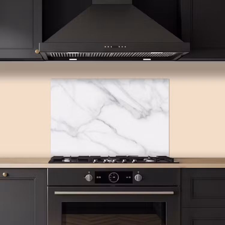 Marmer - Structuur - Wit - Grijs - Steen - Marmerlook keuken achterwand spatscherm klein -sfeer1