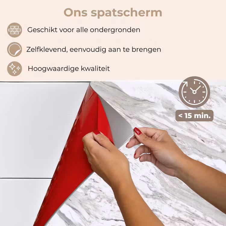 Marmer - Wit - Grijsgroen keuken achterwand spatscherm klein 900 -spatscherm_NL
