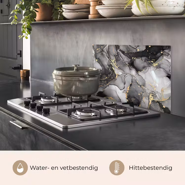 Marmer - Zwart - Goud - Grijs keuken achterwand spatscherm klein -usp_NL