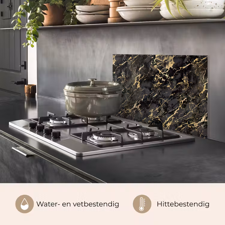 Marmer - Zwart - Goudstructuur keuken achterwand spatscherm klein 900 -usp_NL