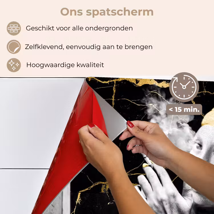 Marmerlook - Meisje met de parel - Sigaretten - Toilet - Goud - Kunst - Oude meesters keuken achterwand spatscherm klein -spatscherm_NL