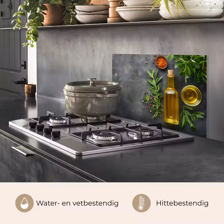 Mediterrane Keukenessenties keuken achterwand spatscherm klein -usp_NL