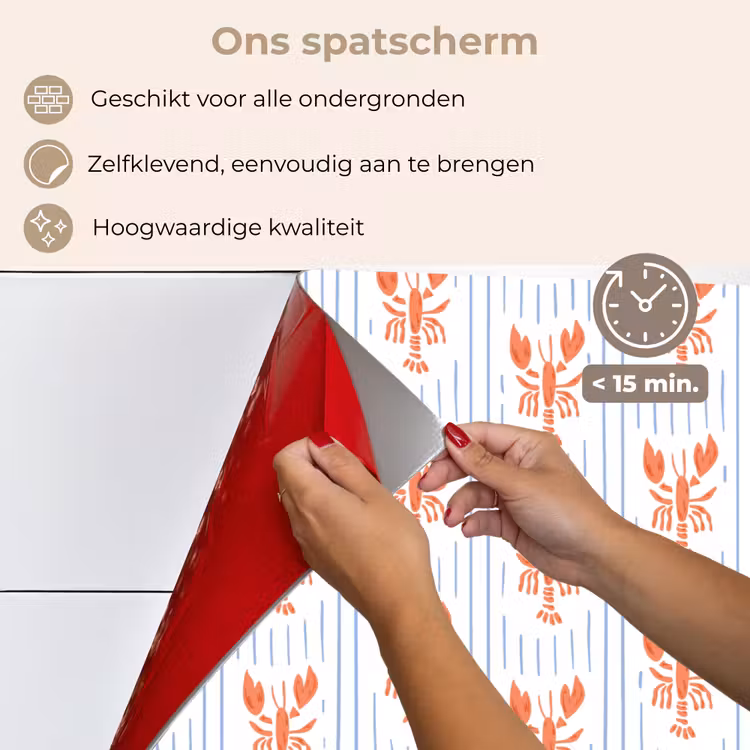 Zee - Kreeft - Oranje - Blauw keuken achterwand spatscherm klein 900 -spatscherm_NL