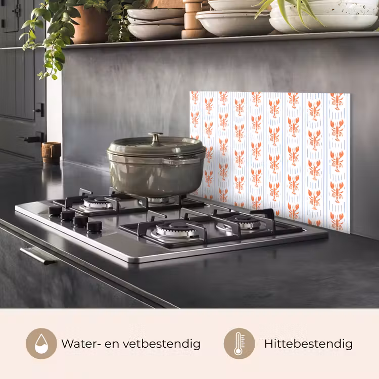 Zee - Kreeft - Oranje - Blauw keuken achterwand spatscherm klein 900 -usp_NL