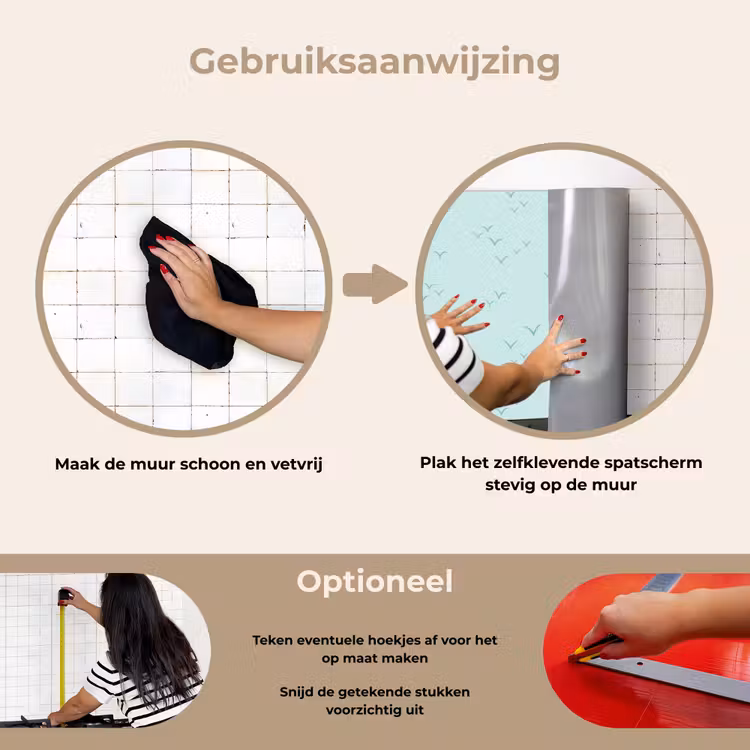 Meeuwen - Mint - Patroon keuken achterwand spatscherm klein 900 -gebruiksaanwijzing_NL