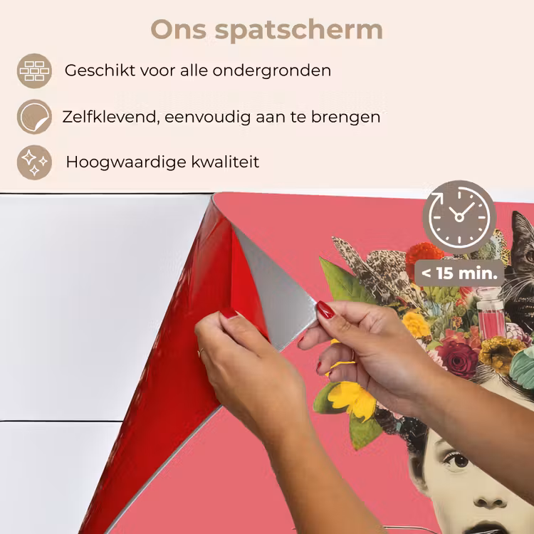 Meisje - Kopje - Bloemen - Roze keuken achterwand spatscherm klein -spatscherm_NL