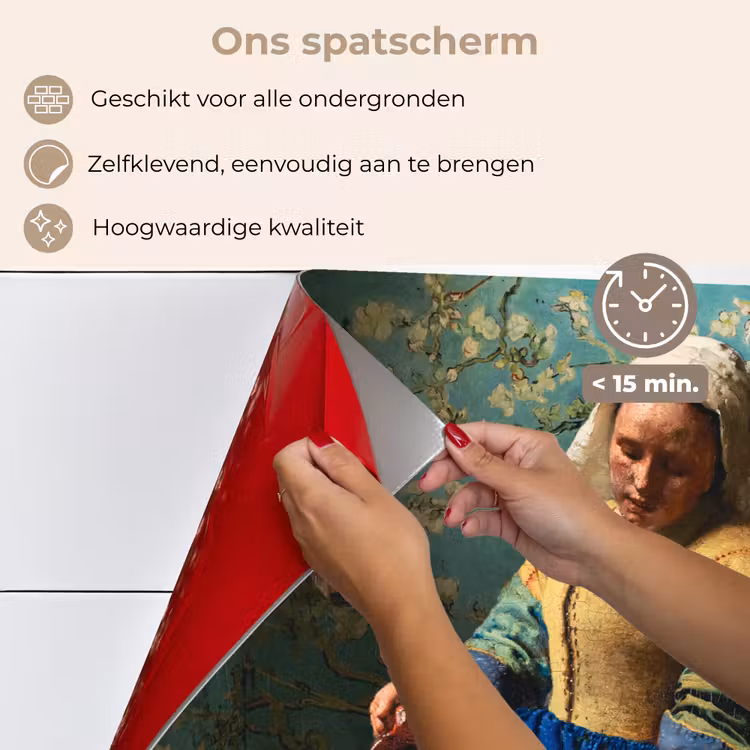 Melkmeisje - Amandelbloesem - Van Gogh - Vermeer - Schilderij - Oude meesters keuken achterwand spatscherm klein -spatscherm_NL