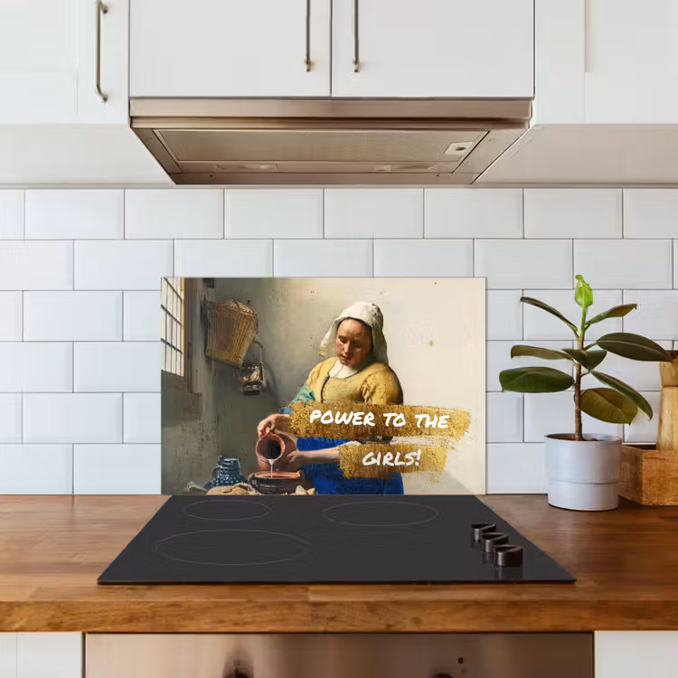Melkmeisje - Goud - Quotes - Schilderij - Oude meesters keuken achterwand spatscherm klein -sfeer2