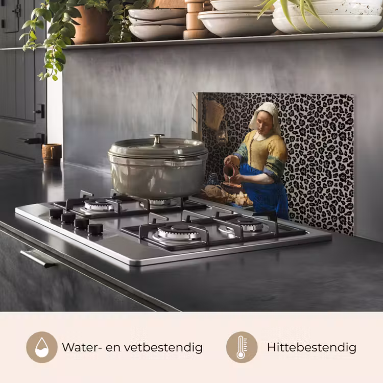Melkmeisje - Kunst - Panterprint - Vermeer - Schilderij - Oude meesters keuken achterwand spatscherm klein -usp_NL