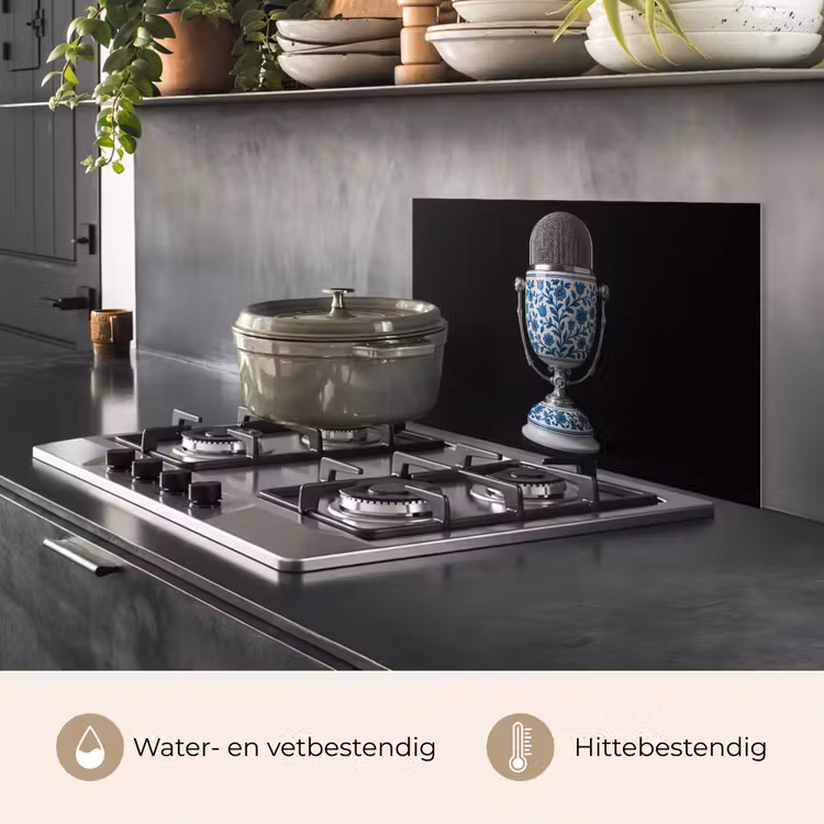 Microfoon - Delfts blauw - Muziek keuken achterwand spatscherm klein -usp_NL