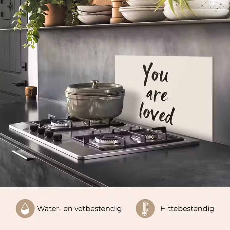 Minimalistisch - Beige - Love keuken achterwand spatscherm klein -usp_NL