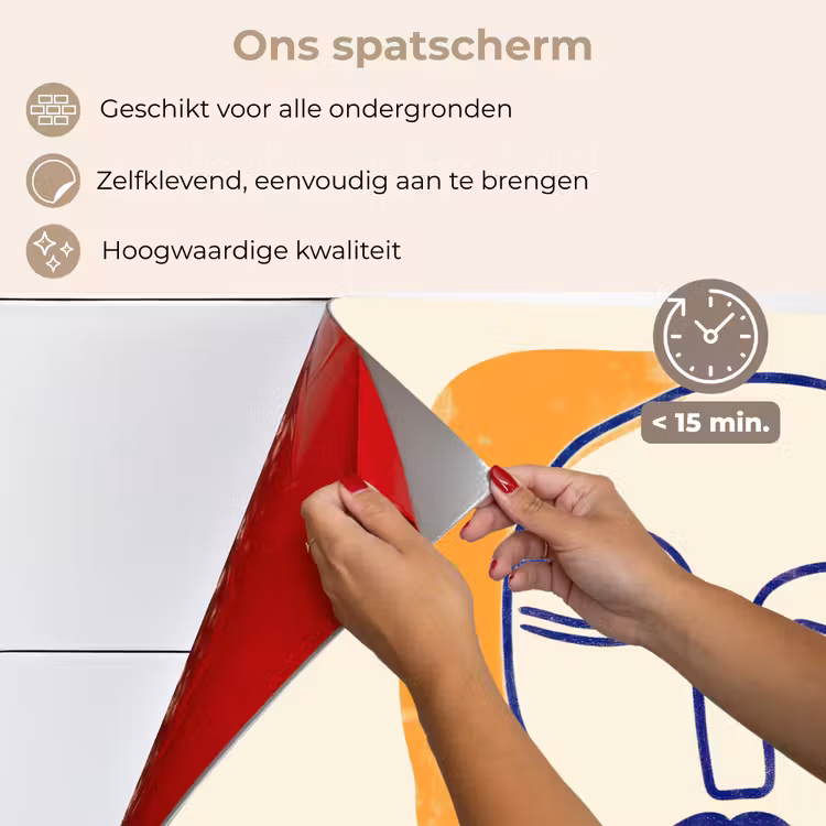 Minimalistisch - Gezicht - Hand - Oranje - Blauw keuken achterwand spatscherm klein -spatscherm_NL