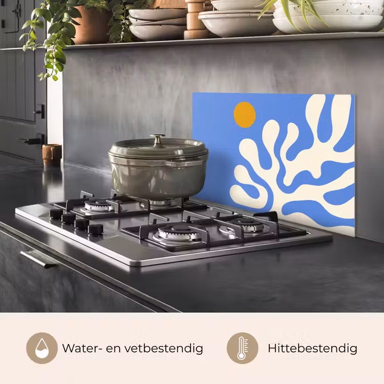Minimalistisch - Organisch patroon - Blauw keuken achterwand spatscherm klein -usp_NL