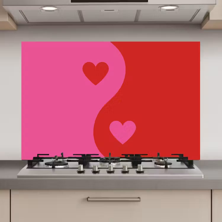 Keuken achterwand - Minimalistisch - Rood - Roze - Hartjes