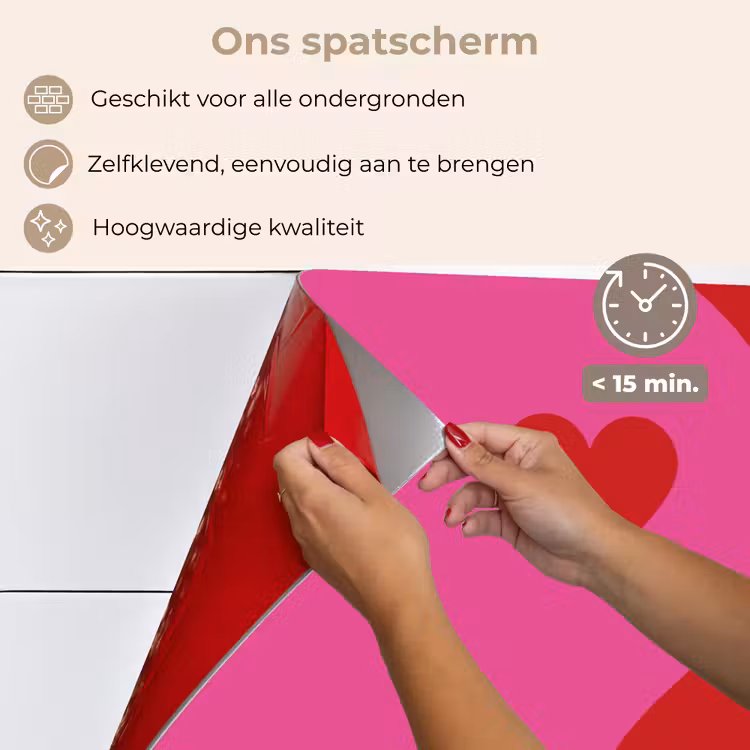 Minimalistisch - Rood - Roze - Hartjes keuken achterwand spatscherm klein -spatscherm_NL