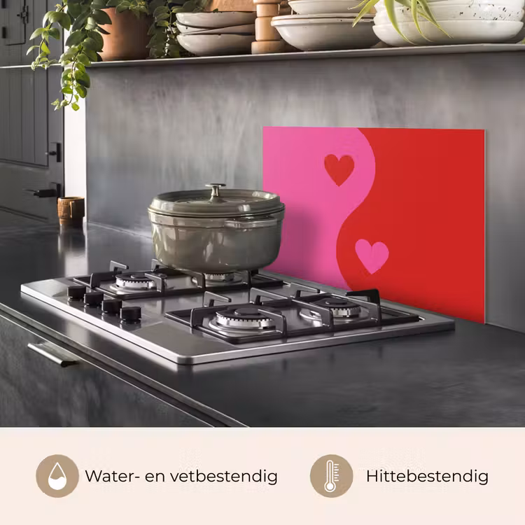 Minimalistisch - Rood - Roze - Hartjes keuken achterwand spatscherm klein -usp_NL