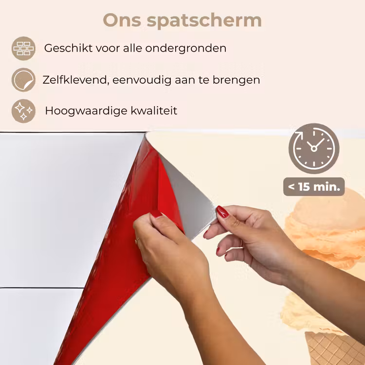 Minimalistisch - Schepijs - Hoorntje - Beige keuken achterwand spatscherm klein -spatscherm_NL
