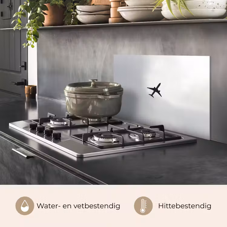 Minimalistisch - Silhouet - Zwart - Vliegtuig keuken achterwand spatscherm klein -usp_NL