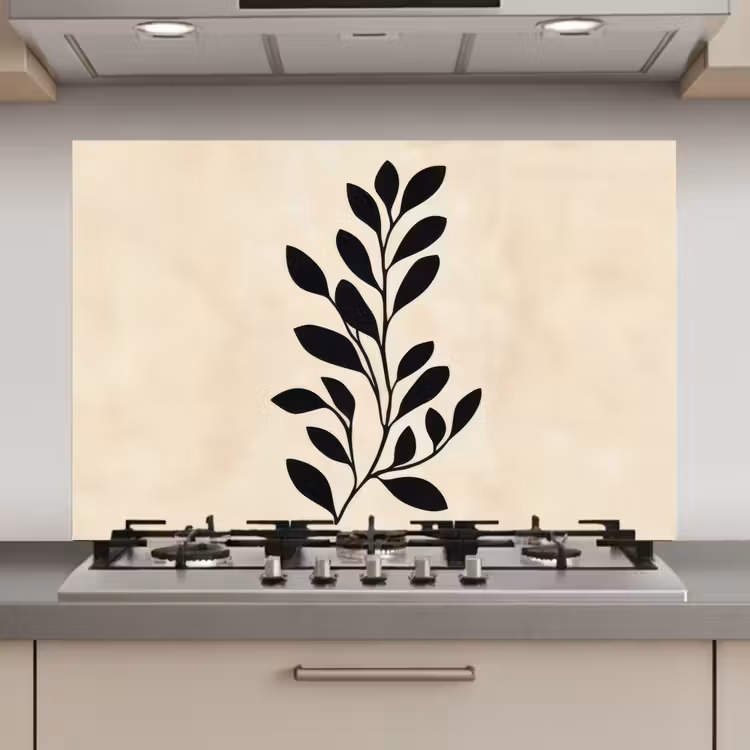 Minimalistisch - Tak - Bladeren - Zwart keuken achterwand spatscherm klein -3d_website