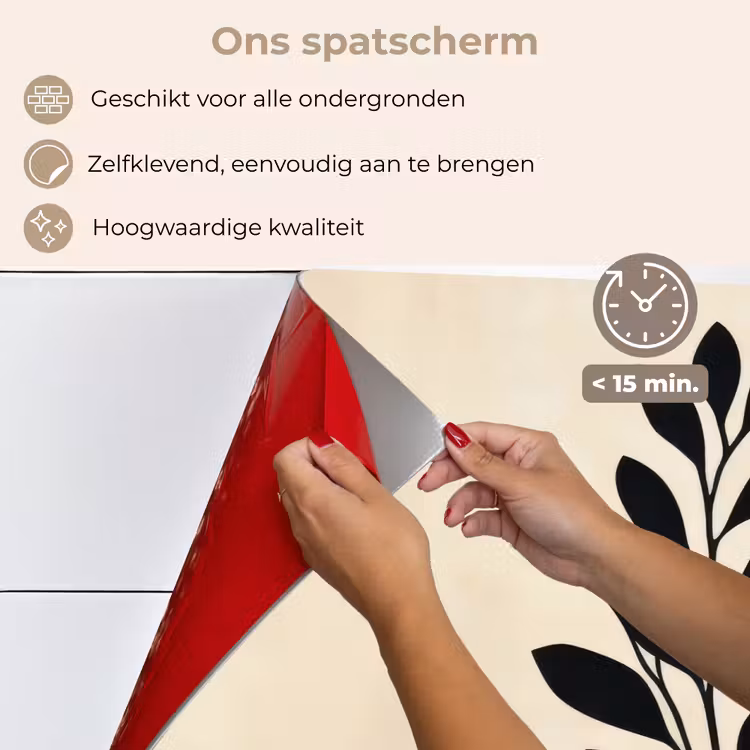 Minimalistisch - Tak - Bladeren - Zwart keuken achterwand spatscherm klein -spatscherm_NL