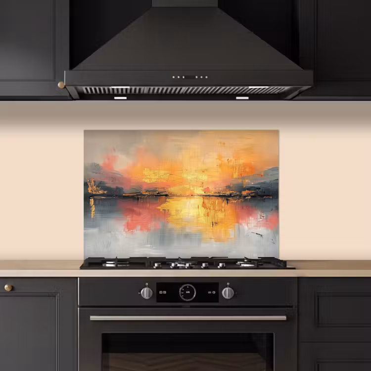 Modern - Abstract - Goud - Roze keuken achterwand spatscherm klein -sfeer1