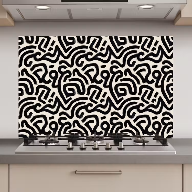 Modern - Abstract - Zwart keuken achterwand spatscherm klein 900 -3d_website