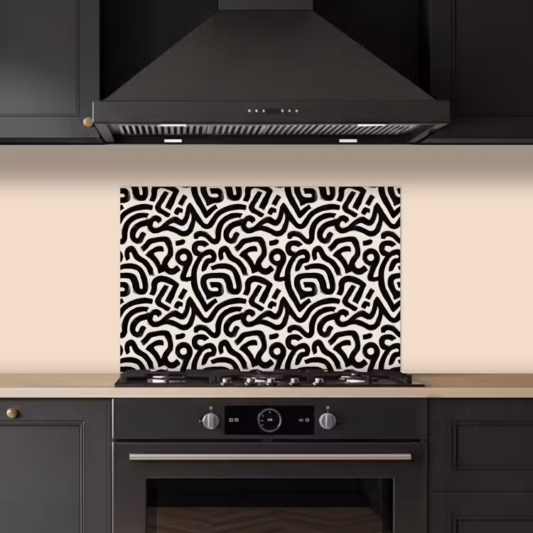 Modern - Abstract - Zwart keuken achterwand spatscherm klein 900 -sfeer1