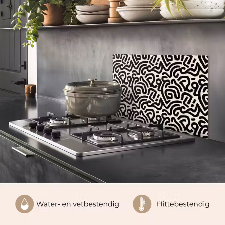 Modern - Abstract - Zwart keuken achterwand spatscherm klein 900 -usp_NL