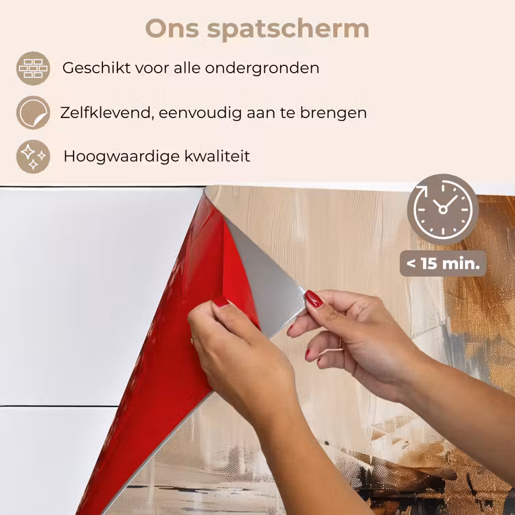 Modern - Bruin - Abstract - Beige keuken achterwand spatscherm klein -spatscherm_NL