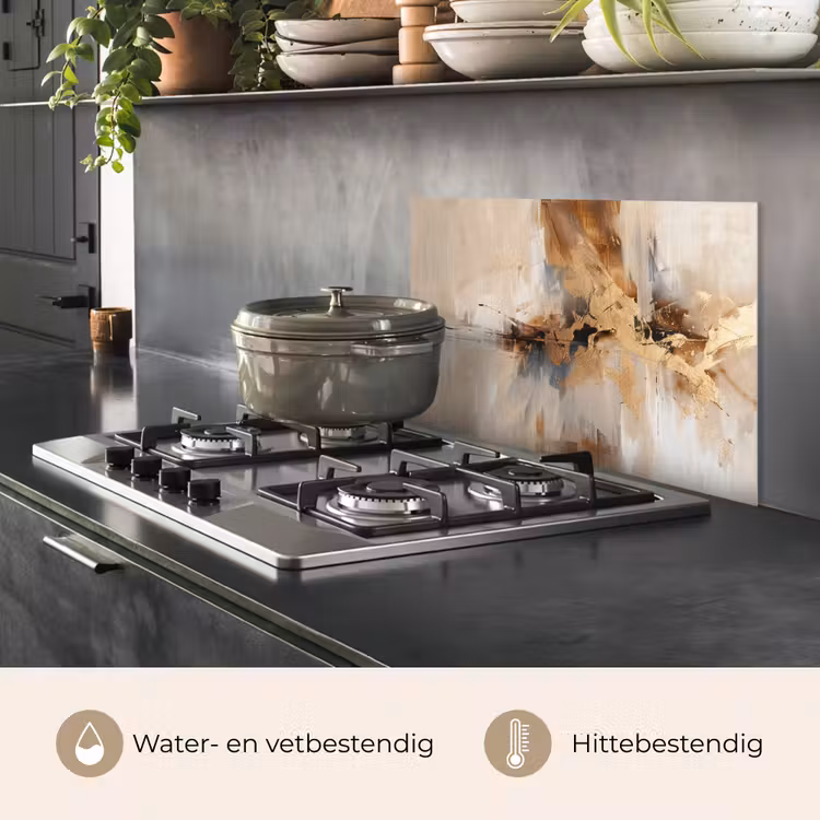 Modern - Bruin - Abstract - Beige keuken achterwand spatscherm klein -usp_NL