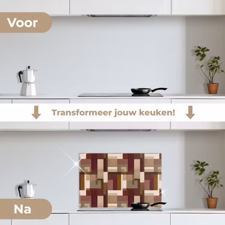 Modern - Geometrie - Kleurrijk keuken achterwand spatscherm klein 900 -voor_na_NL