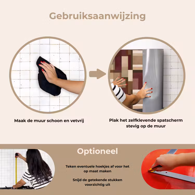 Modern - Geometrie - Kleurrijk keuken achterwand spatscherm klein 900 -gebruiksaanwijzing_NL