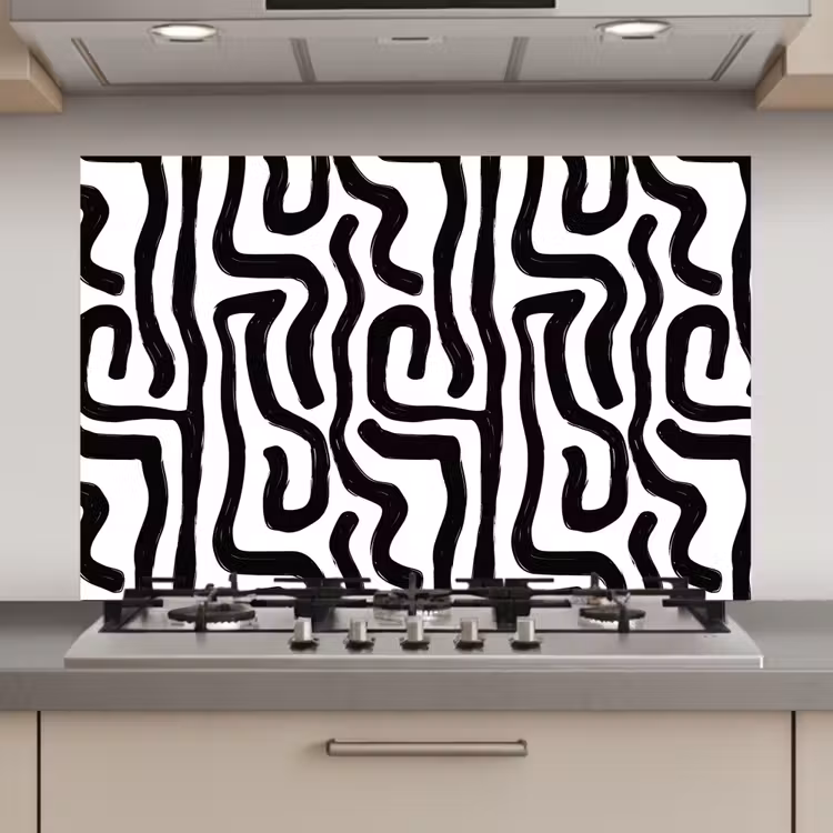 Modern - Lijnen - Zwart keuken achterwand spatscherm klein 900 -3d_website