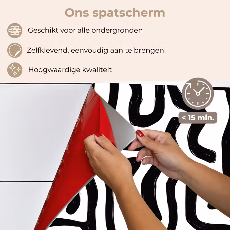 Modern - Lijnen - Zwart keuken achterwand spatscherm klein 900 -spatscherm_NL